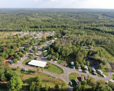 aerial photo of campground